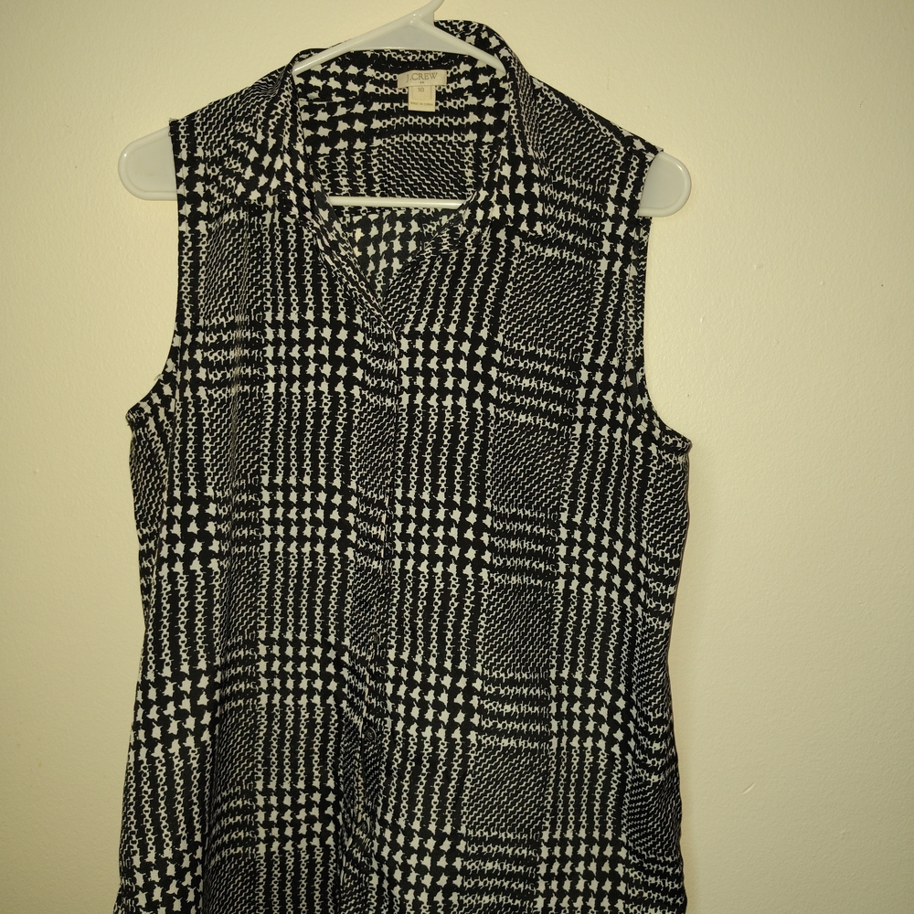 J. Crew Factory Black and White Checkered Blouse